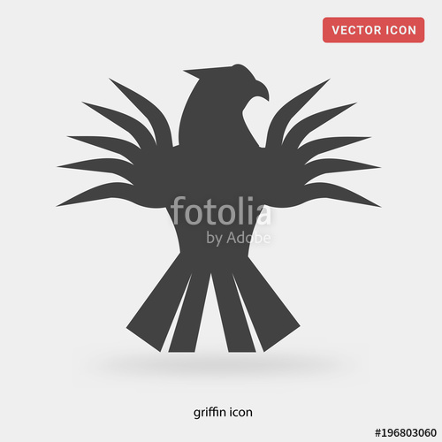 500x500 Griffn On Grey Background, In Black, Taking Off With Opened