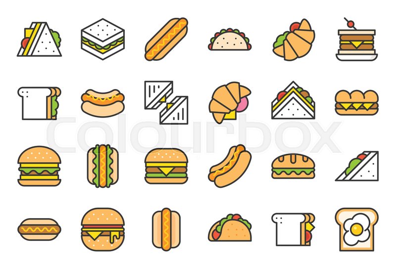 800x544 Fast Food Vector Filled Outline Icon, Stock Vector Colourbox