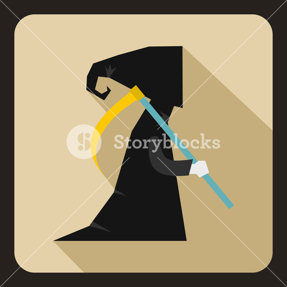 1000x1000 Grim Reaper Icon In Flat Style On A Beige Background Vector