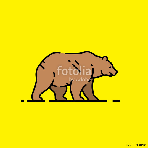 500x500 Brown Bear Icon Grizzly Bear Line Graphic Isolated On Yellow