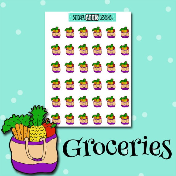 570x570 Grocery Stickers Planner Stickers Grocery Icons Etsy