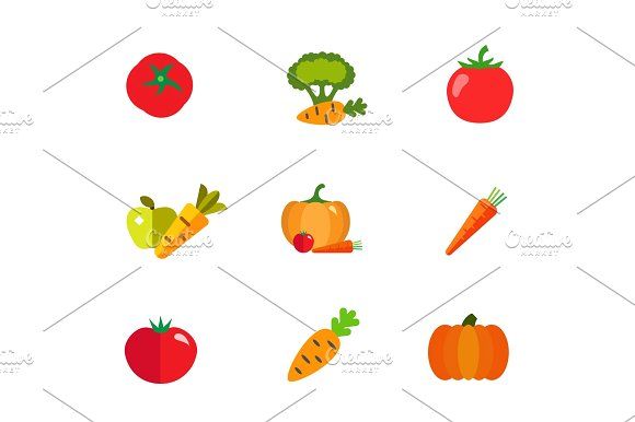 580x386 Grocery Icon Set Graphics Grocery Icon Set Tomato Carrot