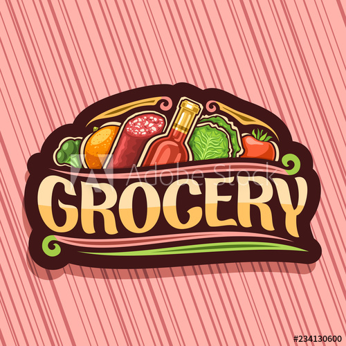 500x500 Vector Logo For Grocery Store, Dark Decorative Signboard
