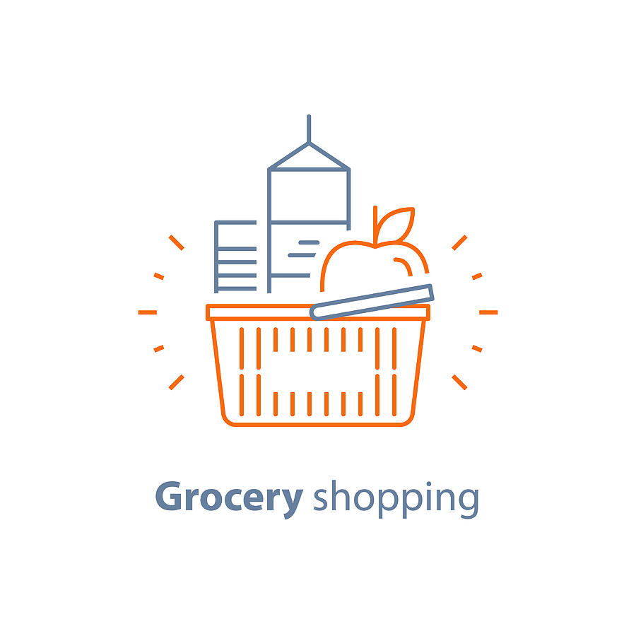 900x900 Full Red Basket Of Food, Grocery Shopping Order, Special Offer