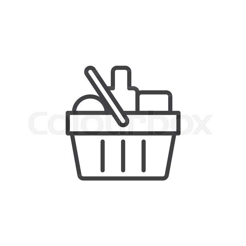 800x800 Grocery Shopping Basket Outline Icon Stock Vector Colourbox