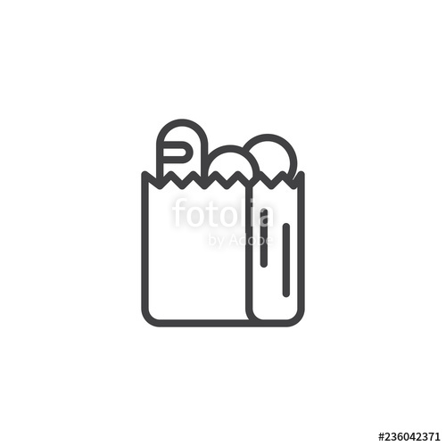 500x500 Paper Bag With Food Outline Icon Linear Style Sign For Mobile