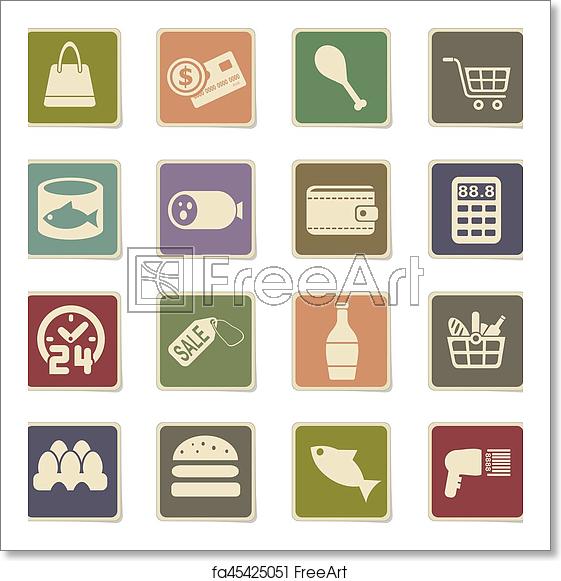 561x581 Free Art Print Of Grocery Store Icon Set Grocery Store Web Icons