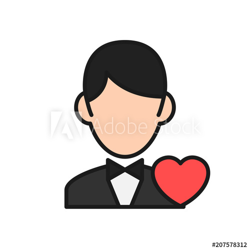 500x500 Groom Icon Man Bridal With Love Graphic For Wedding Concept