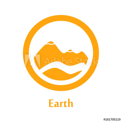 500x500 Vector Illustration Of Earth Element Icon, Line Round Symbols