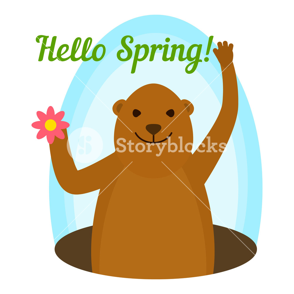 1000x1000 Groundhog Hello Spring Icon Flat Illustration Of Groundhog Hello