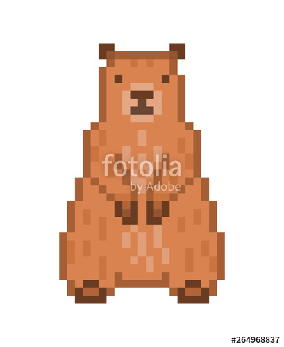 409x500 Standing Marmot, Old School Bit Pixel Art Icon Isolated On White