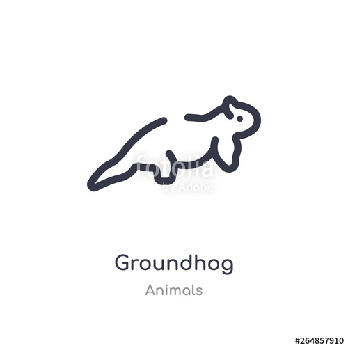 500x500 Groundhog Outline Icon Isolated Line Vector Illustration