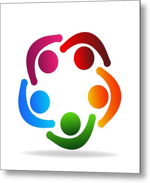 493x600 Teamwork People Group Discussion, Vector Icon Metal Print