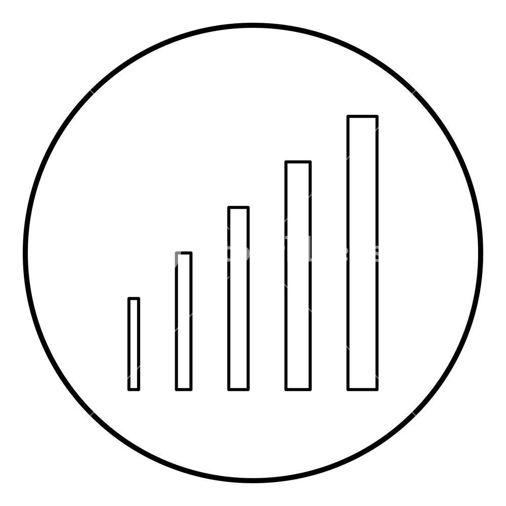 1000x1000 Growth Chart Icon Black Color In Circle Round Outline Royalty Free