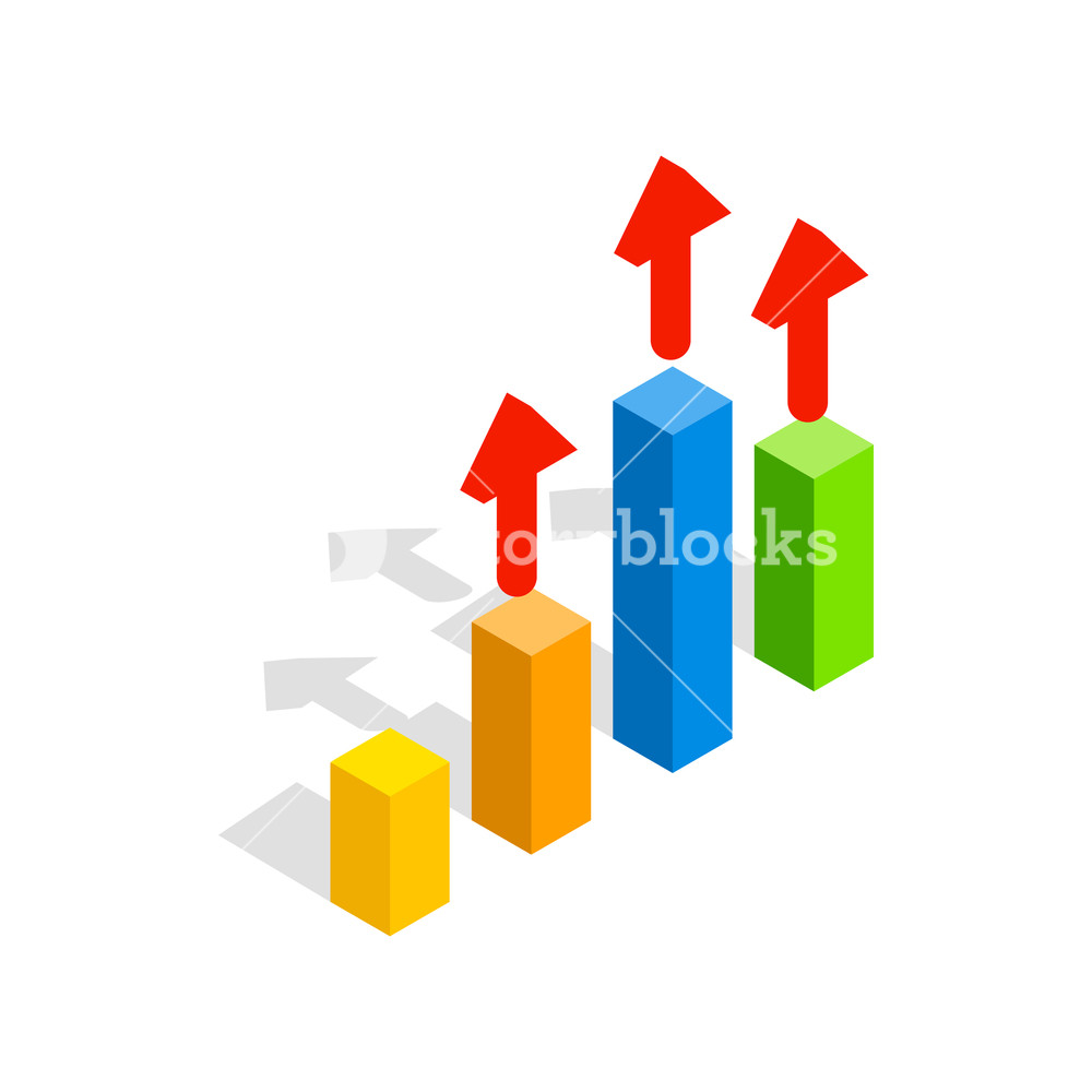 1000x1000 Growth Chart Icon In Isometric Style Isolated On White