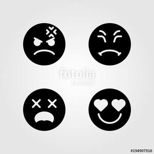 500x500 Emotions Vector Icon Set Shocked, Grumpy, Smile And In Love