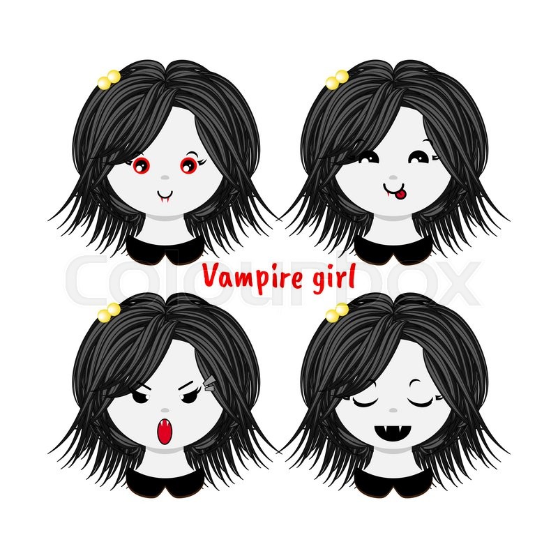 800x800 Kawaii Vector Icon Set Curly Vampire Stock Vector Colourbox