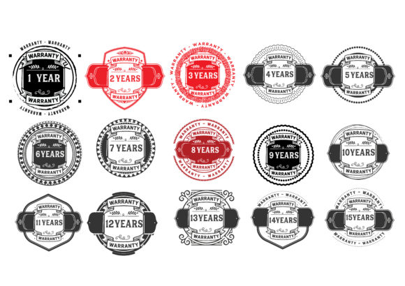 580x410 Warranty Grunge Icon Bundle Graphic