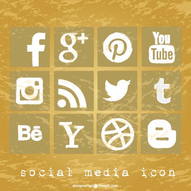 626x626 Grunge Social Media Icons Vector Free Download