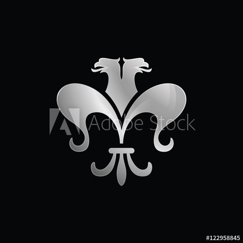 500x500 Fleur De Lis Double Headed Gryphon Logo Simple Modern Vector Icon