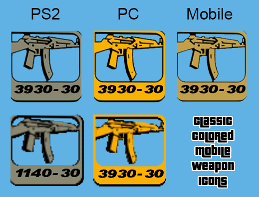 519x394 Classic Colored Mobile Weapon Icons