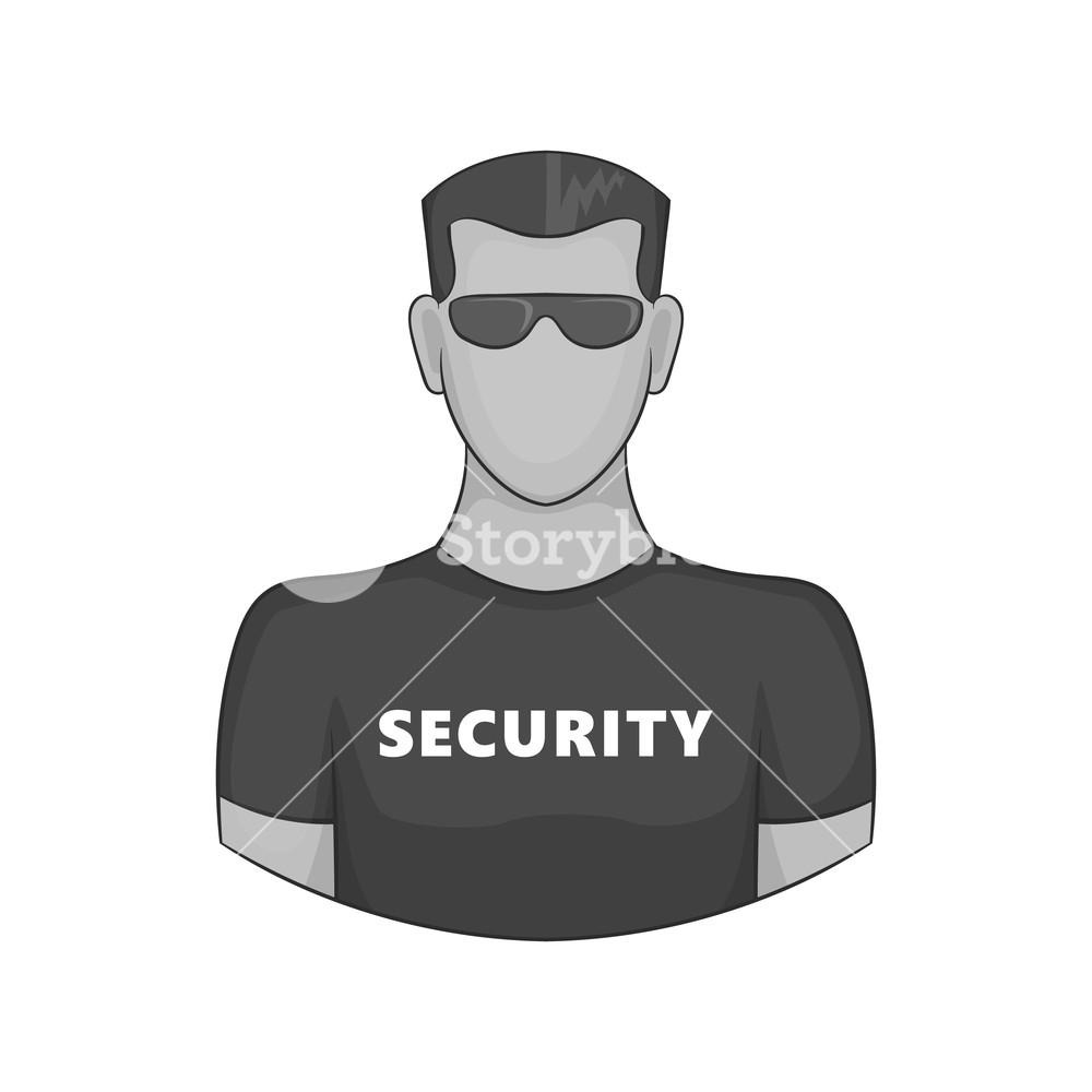 Security Guard Icon In Black Monochrome Style On A White 1000x1000 Security Guard Icon In Black Monochrome Style On A White