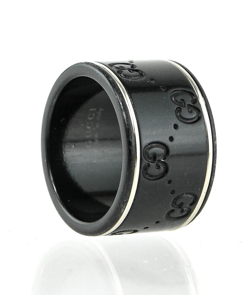 821x960 Gucci Black Corundum And White Gold Icon Band Ring