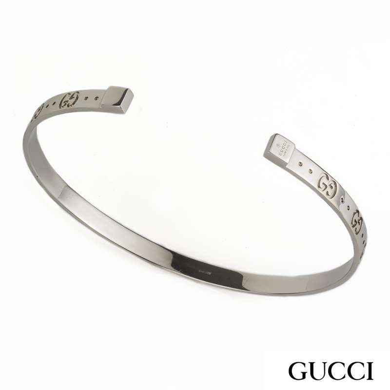 800x800 Gucci White Gold Icon Cuff Bangle