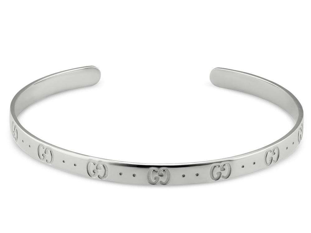 1000x750 Gucci Icon Thin Bangle Bracelet In White Gold, Width
