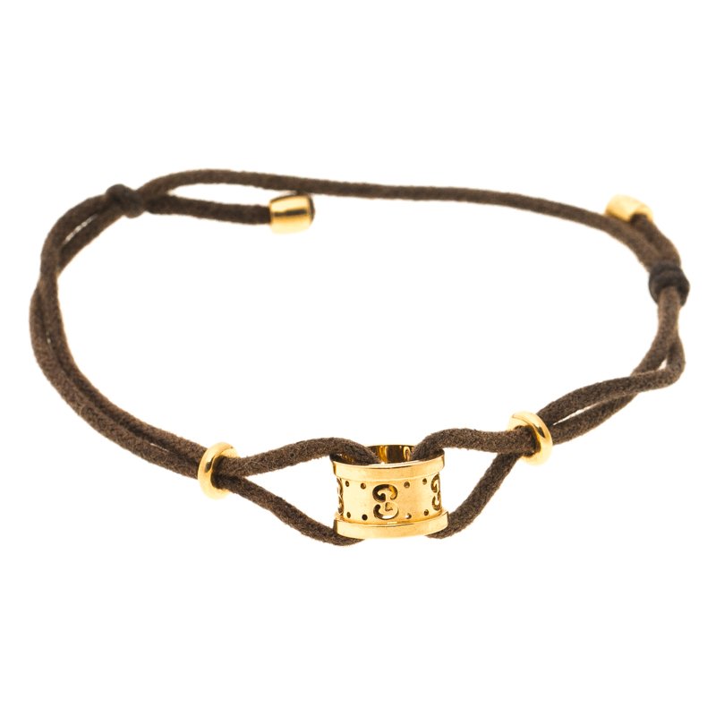 800x800 Buy Gucci Icon Yellow Gold Adjustable Cord Bracelet