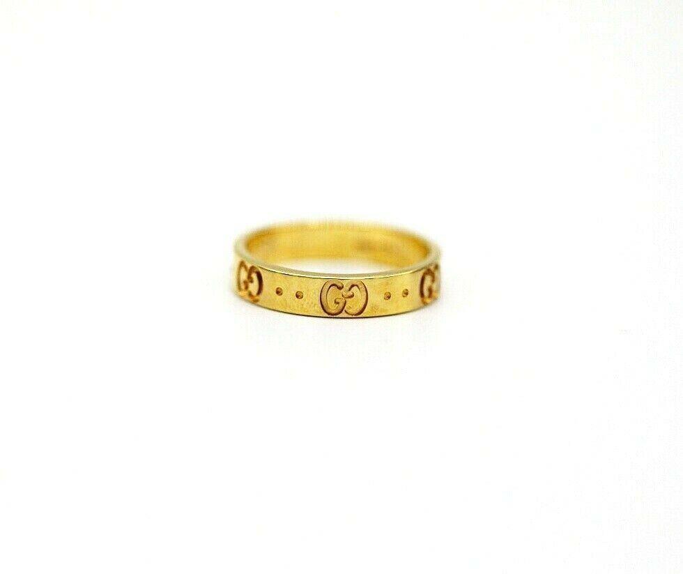 980x823 Gucci Icon Yellow Gold Thin Logo Band Women's Ring Size