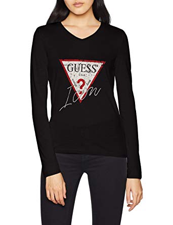 342x444 Guess Women's Ls Vn Icon Tee Long Sleeve Top Clothing
