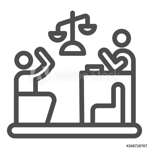500x500 Judge And Guilty Line Icon Court Vector Illustration Isolated