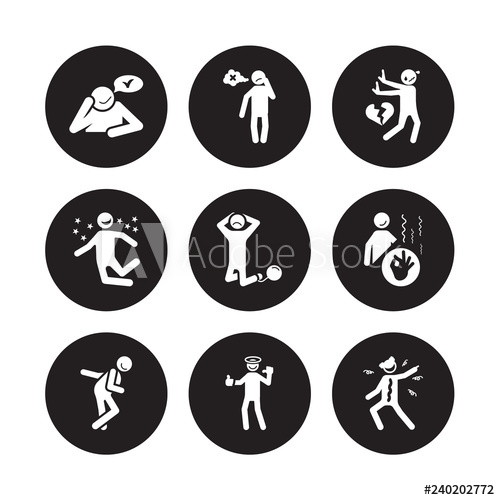 500x500 Vector Icon Set Heartbroken Human, Happy Funny Good Grateful