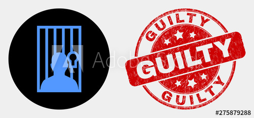 500x233 Rounded Jailed Person Icon And Guilty Seal St Red Rounded