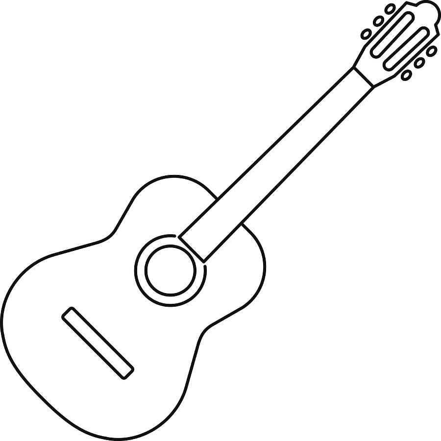 900x900 Icon Of Acoustic Guitar Icon Black Contour On White Background