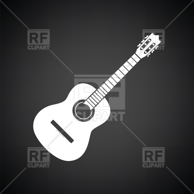 400x400 Acoustic Guitar Icon On Black Background Vector Image Of Music