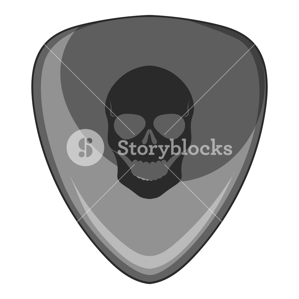 1000x1000 Guitar Pick With A Skull Icon In Monochrome Style Isolated