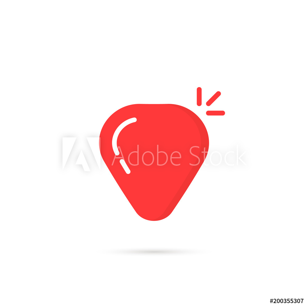 1000x1000 Photo Art Print Red Simple Guitar Pick Icon With Shadow