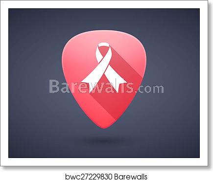 435x370 Red Guitar Pick Icon With A Social Awareness Ribbon, Art Print