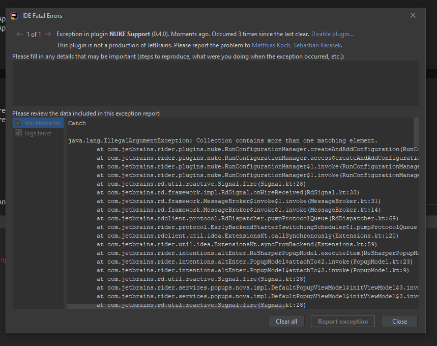 859x680 Exception Thrown In Rider When Running Nuke Task