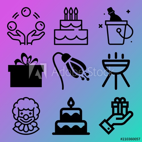 500x500 Vector Icon Set About Birthday Party With Icons Related