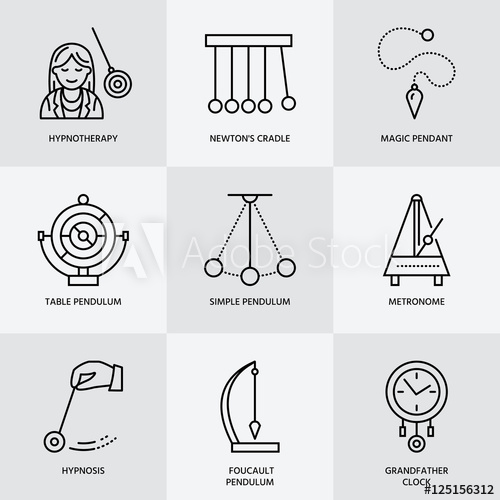 500x500 Vector Line Icon Of Pendulum Types Newton Cradle, Metronome