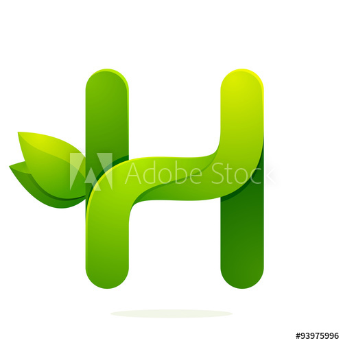 500x500 H Letter With Green Leaves Eco Logo, Volume Icon
