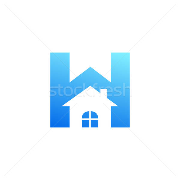 600x600 House Inside Letter H Symbol, Creative Alphabet Icon Design Vector