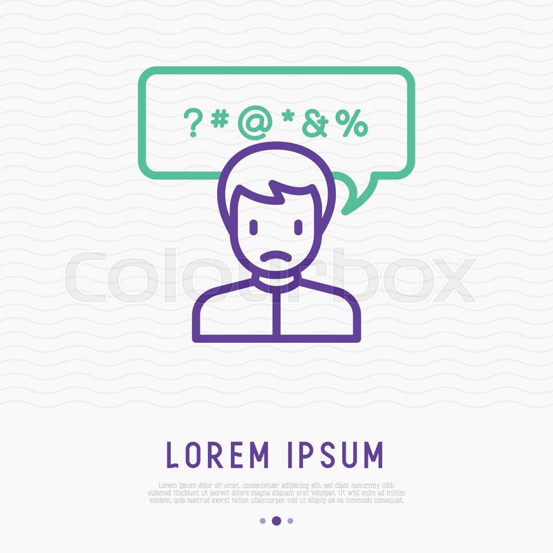 800x800 Man Swearing Thin Line Icon Bad Stock Vector Colourbox