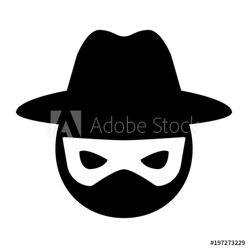 500x500 Simple, Flat, Black And White Hacker Icon Head Icon