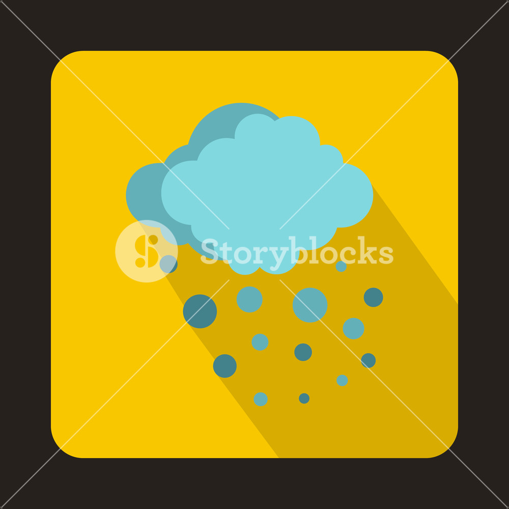 1000x1000 Cloud With Hail Icon In Flat Style On A Yellow Background Royalty