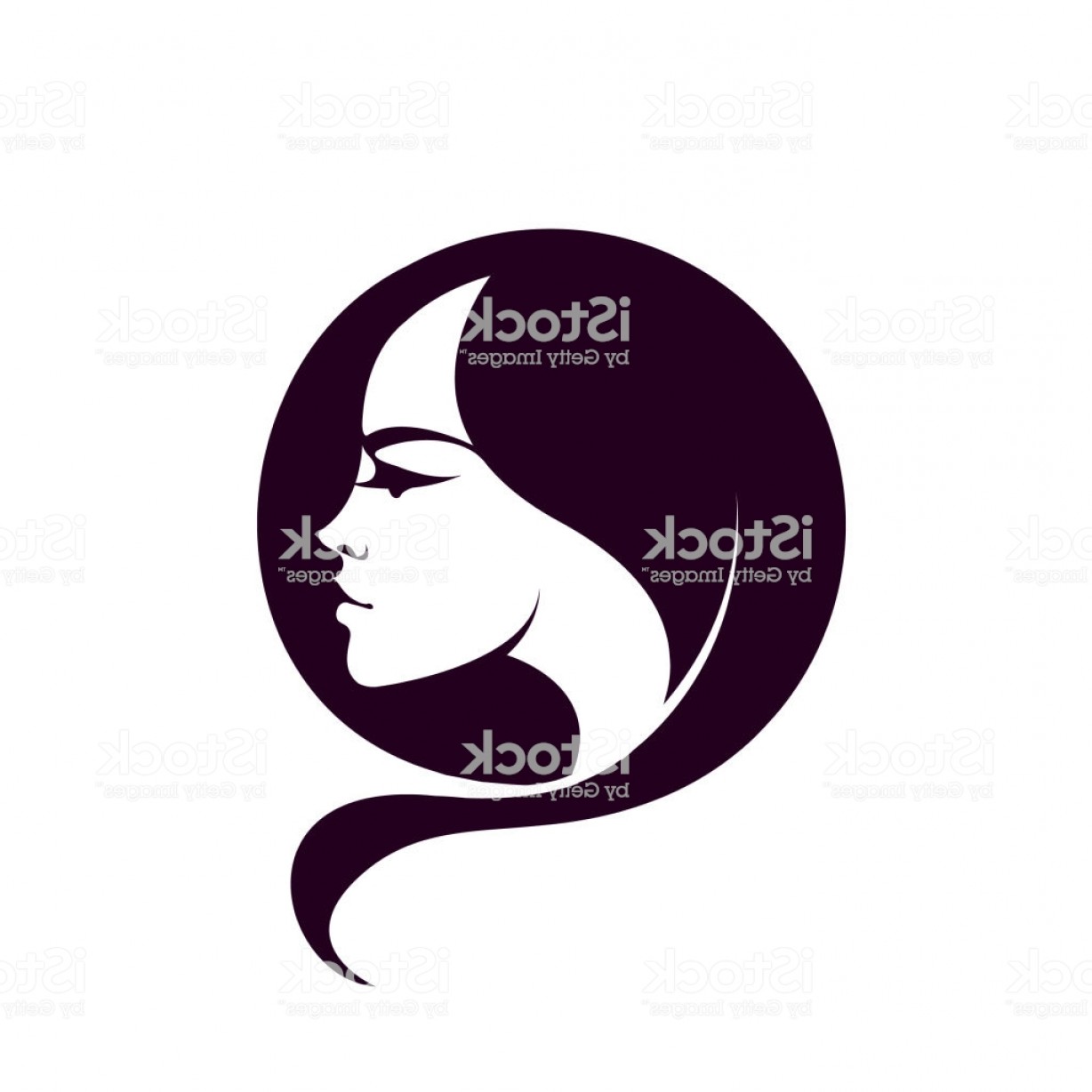 1228x1228 Beauty Salon Vector Icon Beautiful Woman With Long Hair