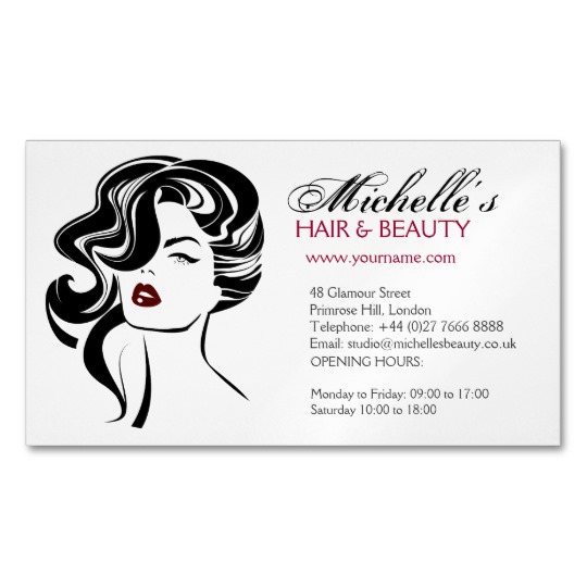 540x540 Lovely Girl With Wavy Hair Makeup Icon Magnetic Business Card
